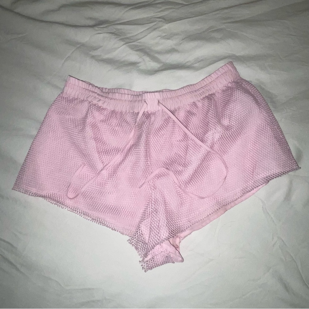 Light pink cheeky elastic waist shorts